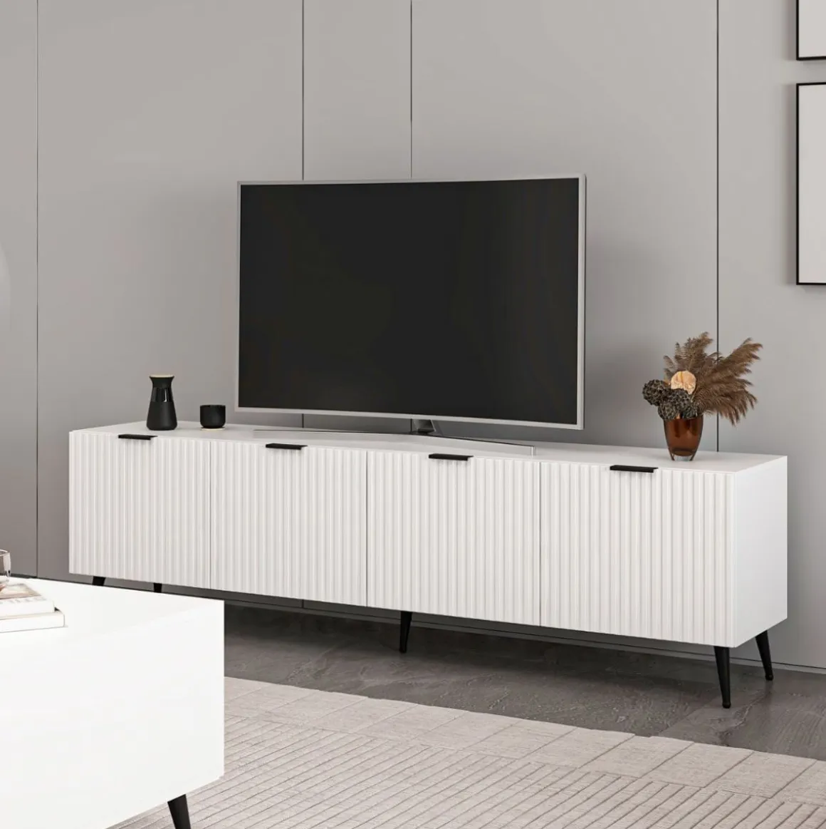 Mueble de TV Kale 4 puertas blanco 51x180x35 cm