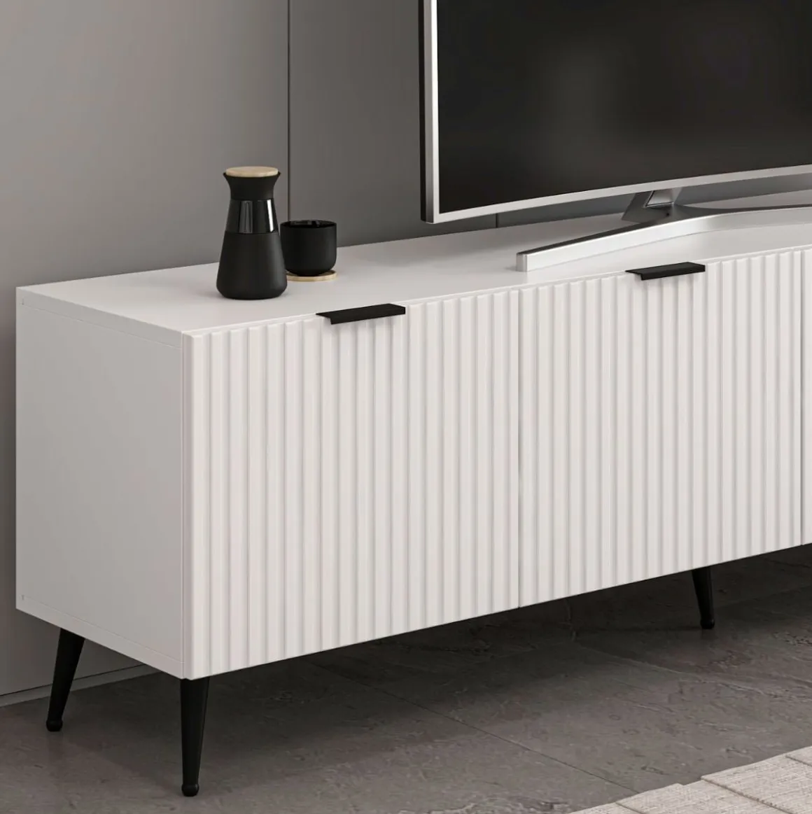 Mueble de TV Kale 4 puertas blanco 51x180x35 cm