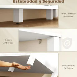 Mueble de TV Kibha Homcom 3 cajones y 3 compartimentos blanco 50x120x39,5 cm