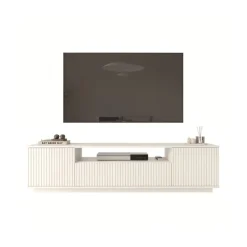 Mueble de TV Kora 3 puertas abatibles y compartimento blanco 44,6x180x44,5 cm