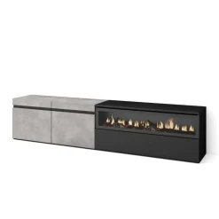 Mueble de TV Kroma 3 puertas con chimenea derecha 45x203x34,6 cm