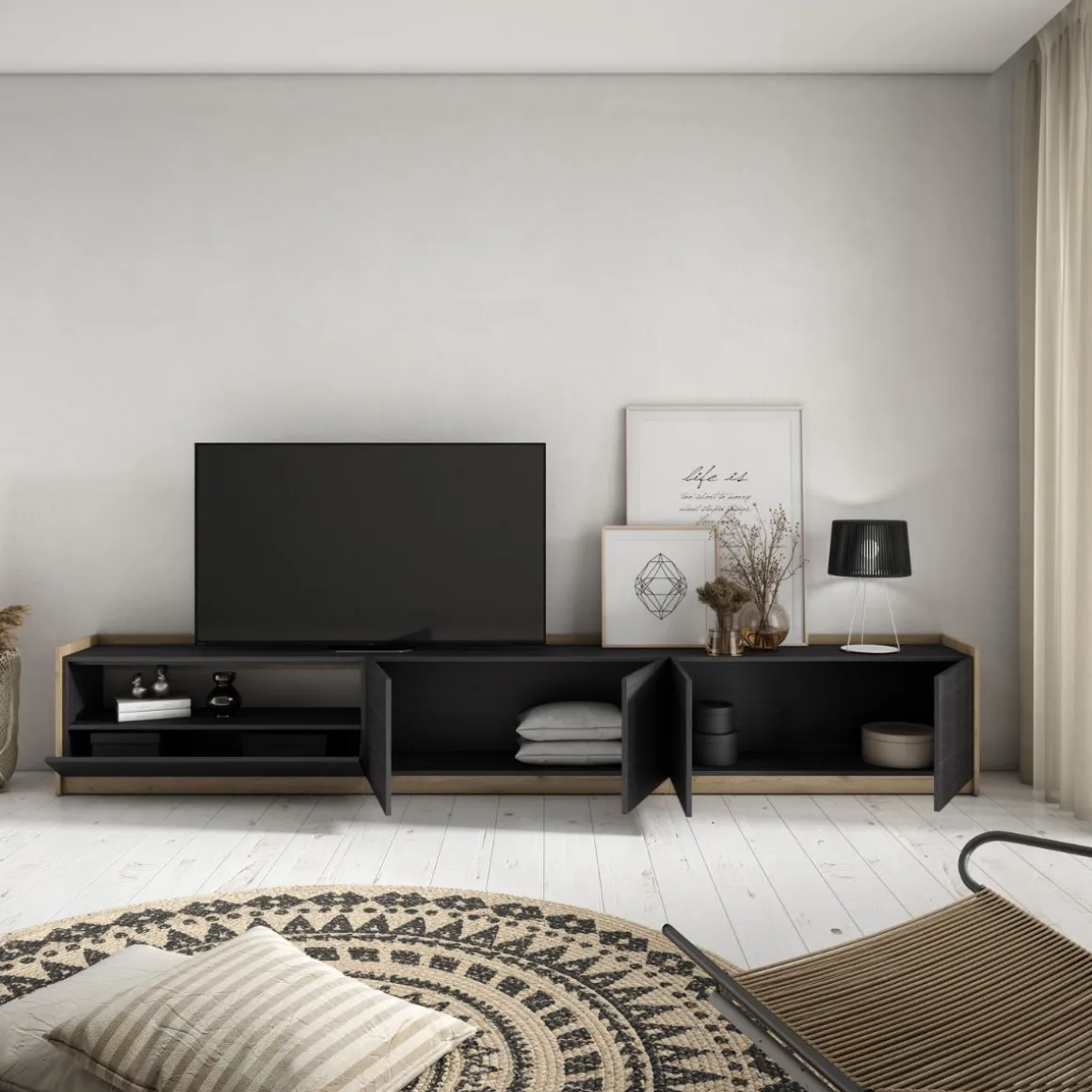 Mueble de TV Kroma 5 puertas con estante a la izquierda 50x310x37 cm