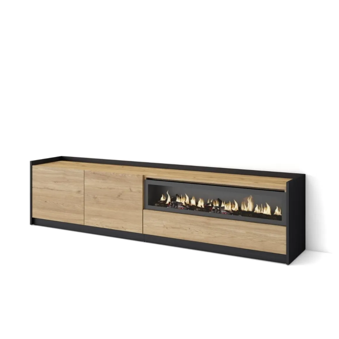 Mueble de TV Kroma 3 puertas con chimenea a la derecha 49,5x207,2x35 cm