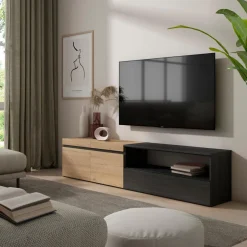 Mueble de TV Kroma 3 puertas con estante derecha 45x203x34,6 cm