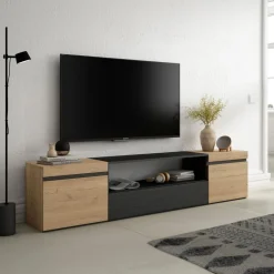 Mueble de TV Kroma 3 puertas con estante centro 45x203x34,6 cm
