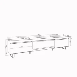 Mueble de TV Kroma 2 puertas abatibles con chimenea central natural 57x267,2x34,6 cm