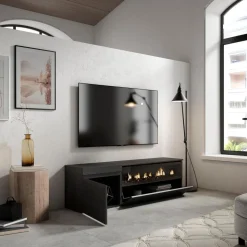 Mueble de TV Kroma 2 puertas con chimenea derecha 45x152,5x34,6 cm