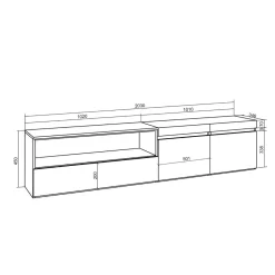 Mueble de TV Kroma 3 puertas con estante izquierda 45x203x34,6 cm
