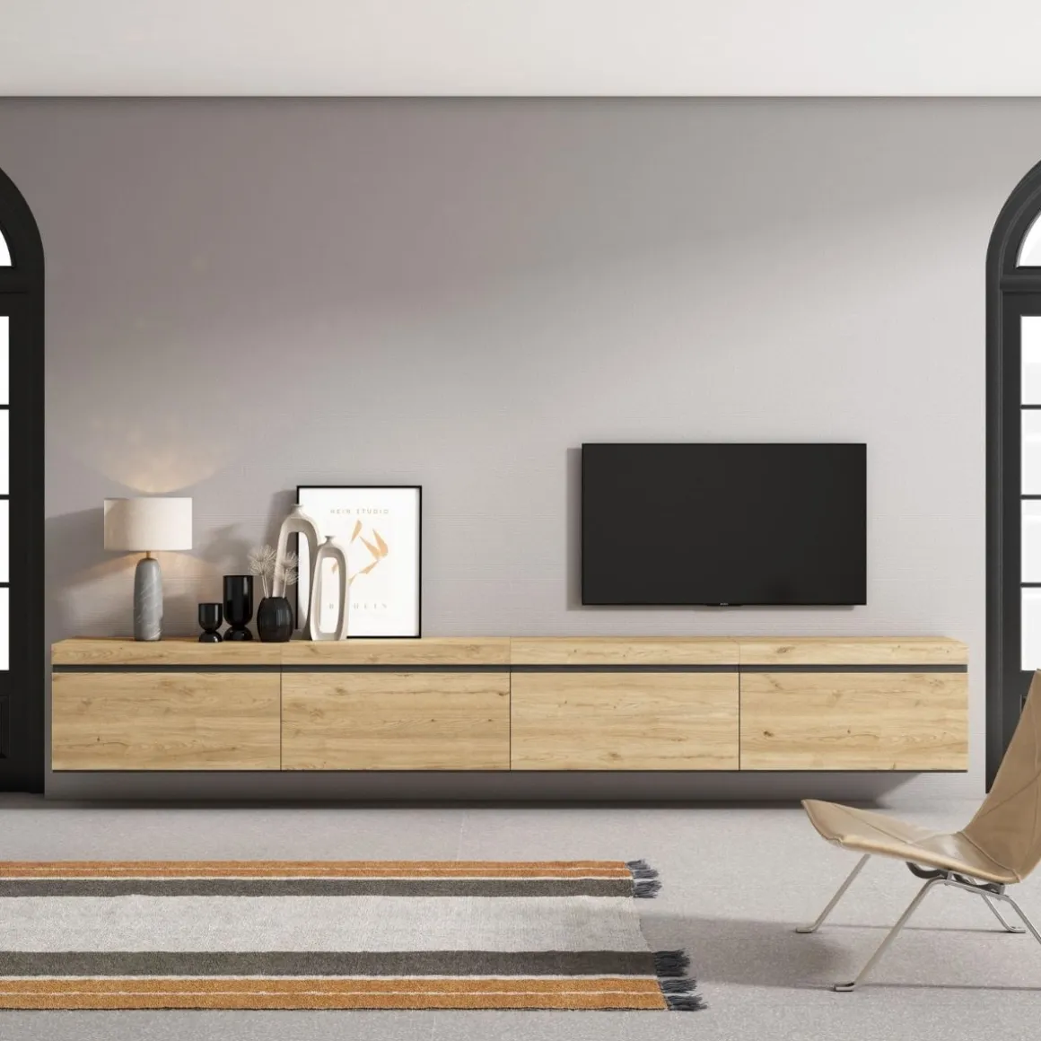 Mueble de TV Kroma 4 puertas abatible natural 45x320x34,6 cm