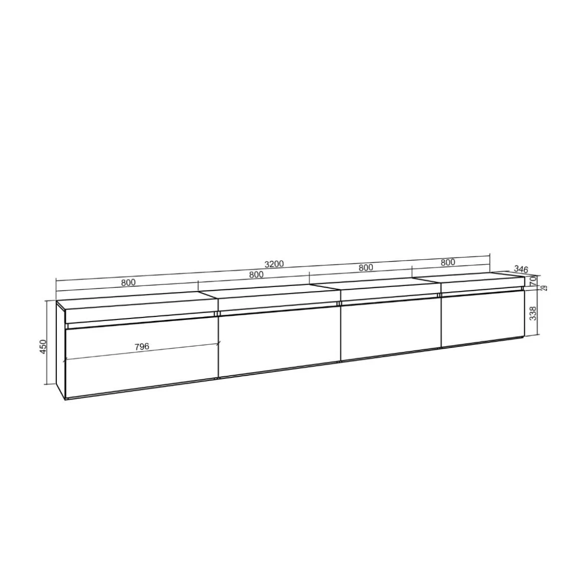Mueble de TV Kroma 4 puertas abatible natural 45x320x34,6 cm