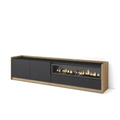 Mueble de TV Kroma 3 puertas con chimenea a la derecha 49,5x207,2x35 cm