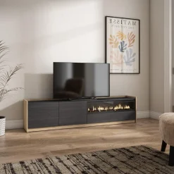 Mueble de TV Kroma 3 puertas con chimenea a la derecha 49,5x207,2x35 cm