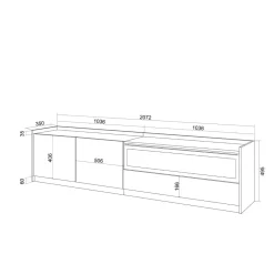 Mueble de TV Kroma 3 puertas con chimenea a la derecha 49,5x207,2x35 cm