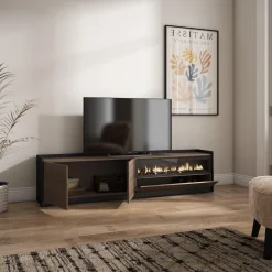 Mueble de TV Kroma 3 puertas con chimenea a la derecha 49,5x207,2x35 cm