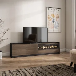 Mueble de TV Kroma 3 puertas con chimenea a la derecha 49,5x207,2x35 cm