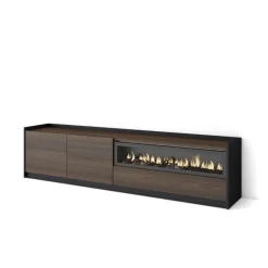 Mueble de TV Kroma 3 puertas con chimenea a la derecha 49,5x207,2x35 cm