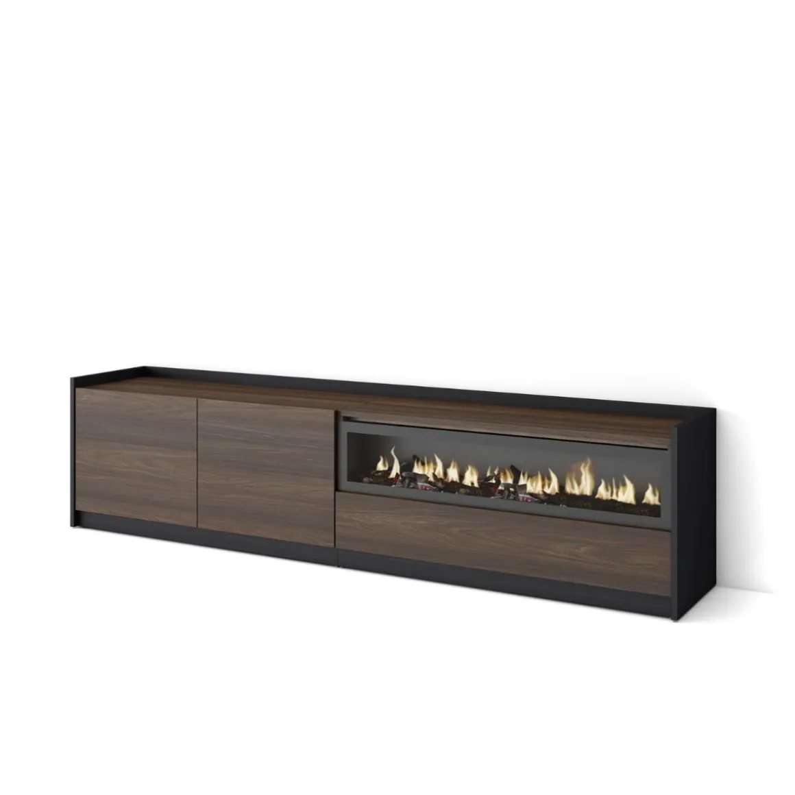 Mueble de TV Kroma 3 puertas con chimenea a la derecha 49,5x207,2x35 cm
