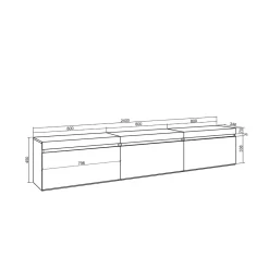 Mueble de TV Kroma 3 puertas abatibles diseño flotante 45x240x34,6 cm