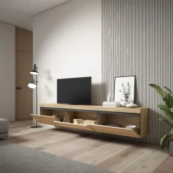 Mueble de TV Kroma 3 puertas abatibles diseño flotante 45x240x34,6 cm