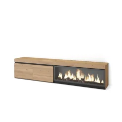 Mueble de TV Kroma armario doble con chimenea derecha 45x208,2x34,6 cm