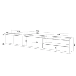 Mueble de TV Kroma Basik Line 5 puertas con estante derecha 49,5x309,2x35 cm