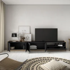 Mueble de TV Kroma Basik Line 5 puertas con estante derecha 49,5x309,2x35 cm