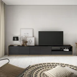 Mueble de TV Kroma Basik Line 5 puertas con estante derecha 49,5x309,2x35 cm