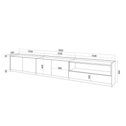 Mueble de TV Kroma Basik Line 5 puertas con estante derecha 49,5x309,2x35 cm
