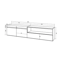 Mueble de TV Kroma Basik Line 5 puertas con estante centro 49,5x309,2x35 cm