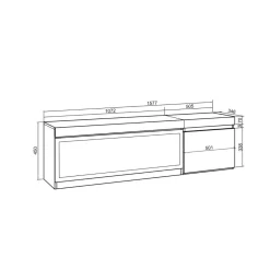 Mueble de TV Kroma con chimenea izquierda diseño flotante natural/negro 45x158x35 cm