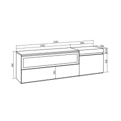 Mueble de TV Kroma con chimenea izquierda 45x152,5x34,6 cm