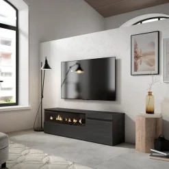 Mueble de TV Kroma con chimenea izquierda 45x152,5x34,6 cm