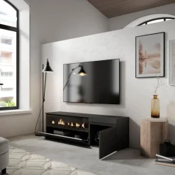 Mueble de TV Kroma con chimenea izquierda 45x152,5x34,6 cm