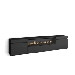 Mueble de TV Kroma con chimenea al centro 45x203x34,6 cm