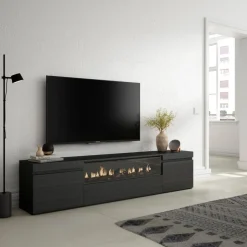 Mueble de TV Kroma con chimenea al centro 45x203x34,6 cm