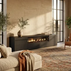 Mueble de TV Kroma con chimenea al centro 45x203x34,6 cm