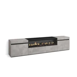 Mueble de TV Kroma con chimenea al centro 45x203x34,6 cm