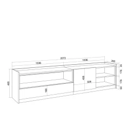 Mueble de TV Kroma con compartimento a la izquierda 49,5x207,2x35 cm