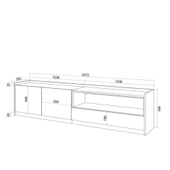 Mueble de TV Kroma con dos puertas y compartimento derecha 49,5x207,2x35 cm