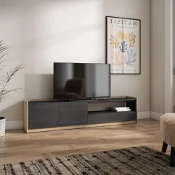 Mueble de TV Kroma con dos puertas y compartimento derecha 49,5x207,2x35 cm