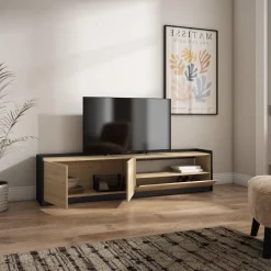 Mueble de TV Kroma con dos puertas y compartimento derecha 49,5x207,2x35 cm