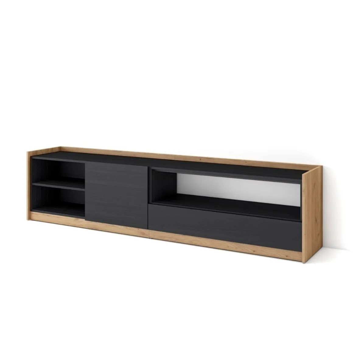 Mueble de TV Kroma con dos puertas y compartimento a la derecha 49,5x207,2x35 cm