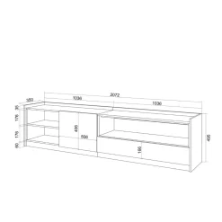 Mueble de TV Kroma con dos puertas y compartimento a la derecha 49,5x207,2x35 cm