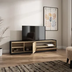 Mueble de TV Kroma con dos puertas y compartimento a la derecha 49,5x207,2x35 cm