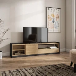 Mueble de TV Kroma con dos puertas y compartimento a la derecha 49,5x207,2x35 cm