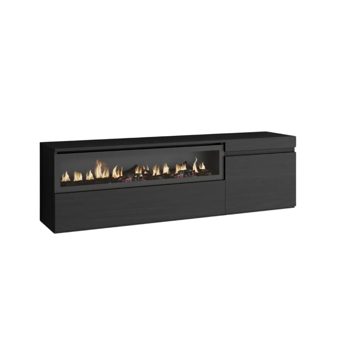 Mueble de TV Kroma diseño flotante con chimenea izquierda 45x152,5x34,6 cm