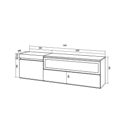 Mueble de TV Kroma diseño flotante con chimenea derecha 45x152,5x34,6 cm