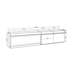 Mueble de TV Kroma diseño flotante dos puertas chimenea izquierda 45x208,2x34,6 cm