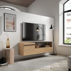 Mueble de TV Kroma diseño flotante compartimento derecha 45x152,5x34,6 cm