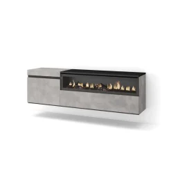 Mueble de TV Kroma diseño flotante con chimenea derecha 45x152,5x34,6 cm
